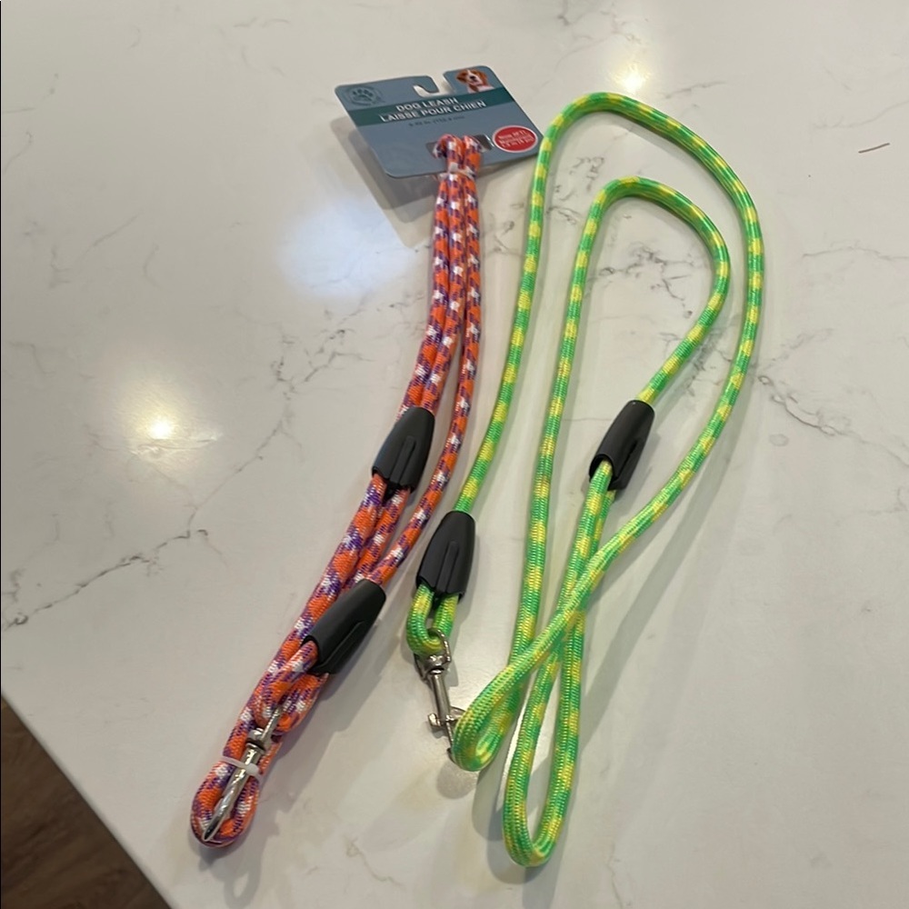 Reflective Dog Leash Set - Orange and Green